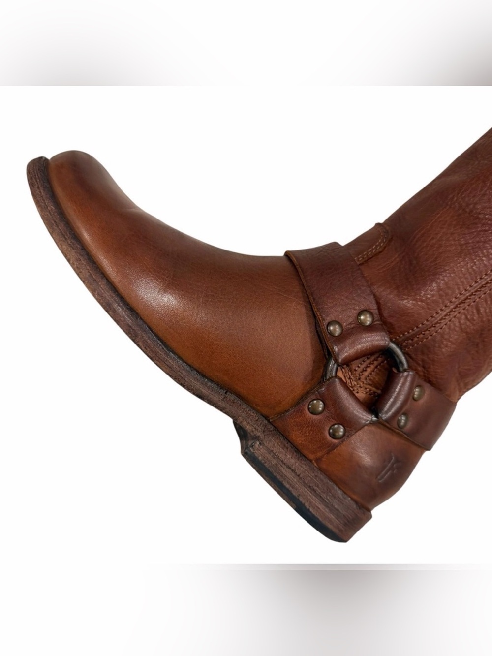 FRYE Boots $358 Women's Phillip HARNESS Tall Size 9 B Cognac Leather 76850 #43
